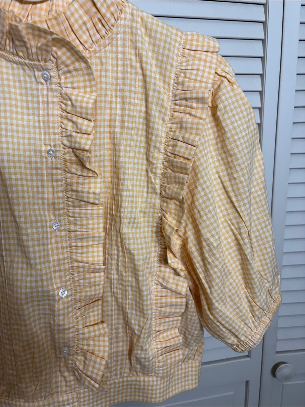 Emile et Ida Zolia Vichy blouse Ruffled 100% Cotton Medium - Picture 5 of 13